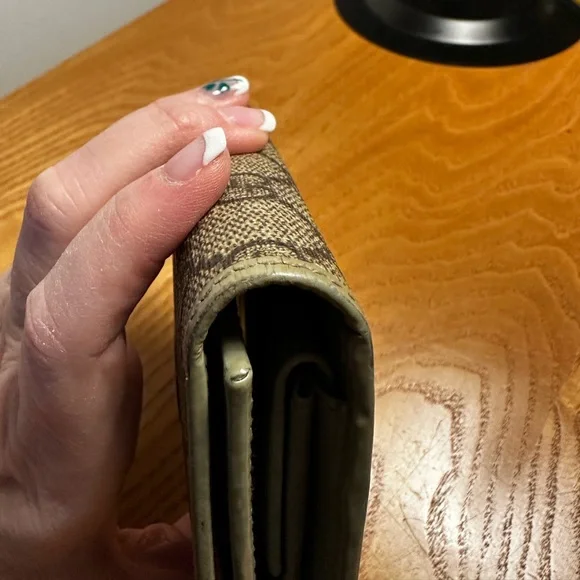 Gucci Brown Coated Canvas & Sage Green Leather Compact Wallet - Picture 6 of 10